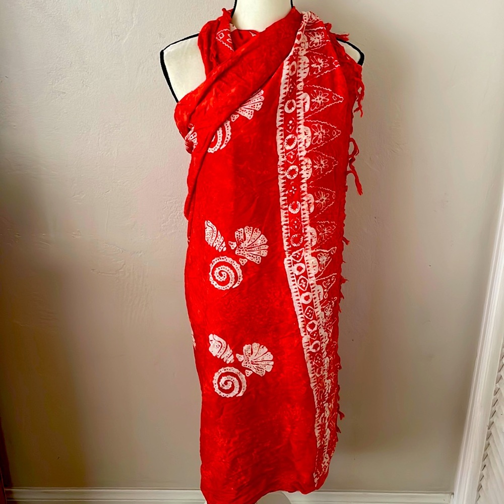 ORANGE & White BATHING SUIT COVERUP by Maria Guava, One Size